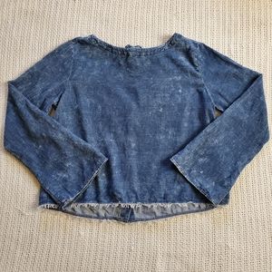 Cloth & Stone Womens Size Medium Corduroy Crop Button Back Top Long Sleeve